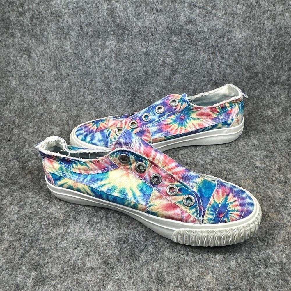 Blowfish Malibu Womens 6.5 Tie Dye Slip On Sneakers Pink Blue Rainbow Laceless